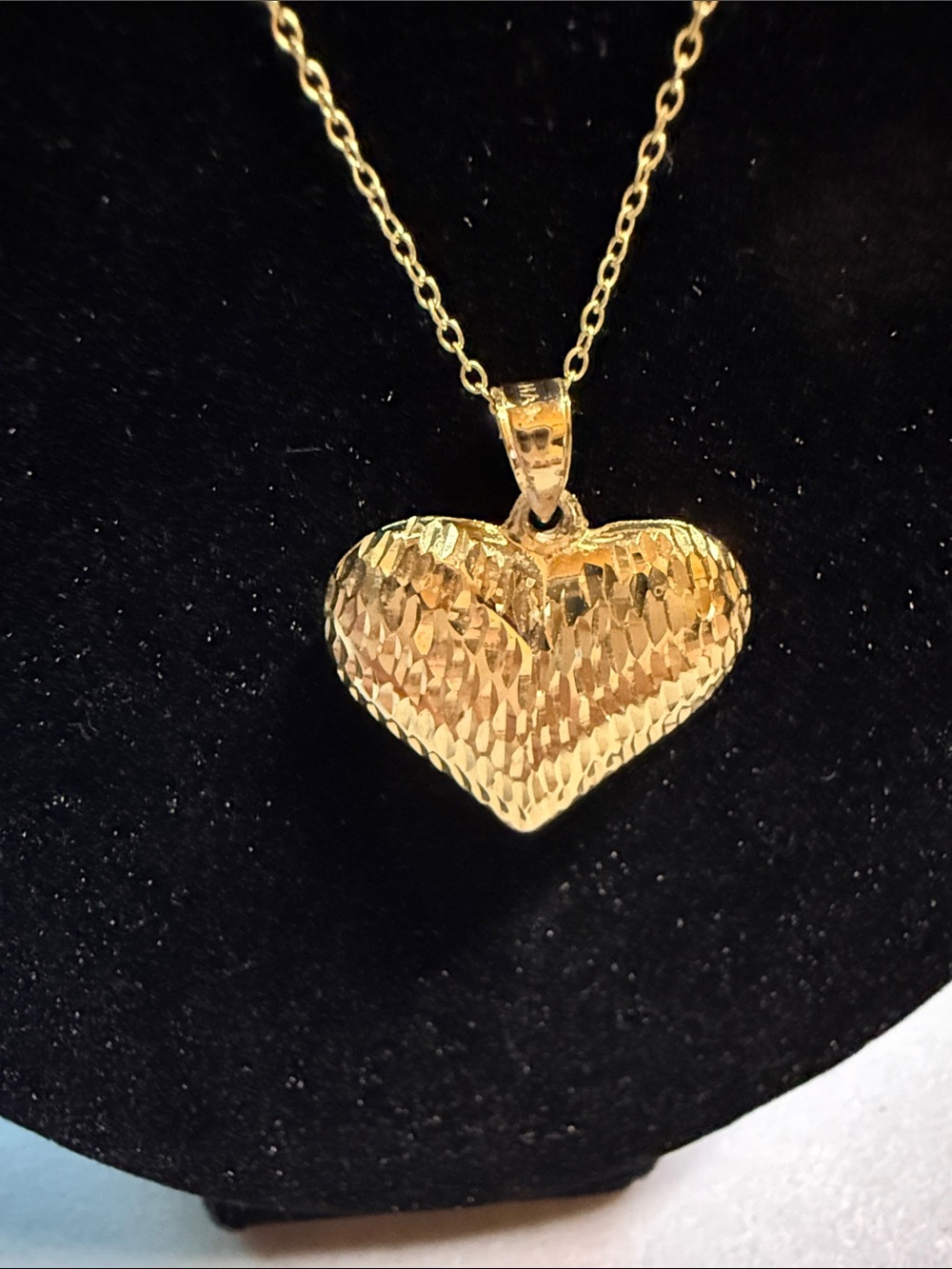 Gold Faceted Hollow Heart Pendant Necklace